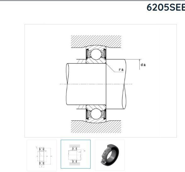 6205SEE SNR ROLAMENTO INDUSTRIAL FIXO ESFERAS CAPA ABAULADA 25X52X15(MM)=CS205