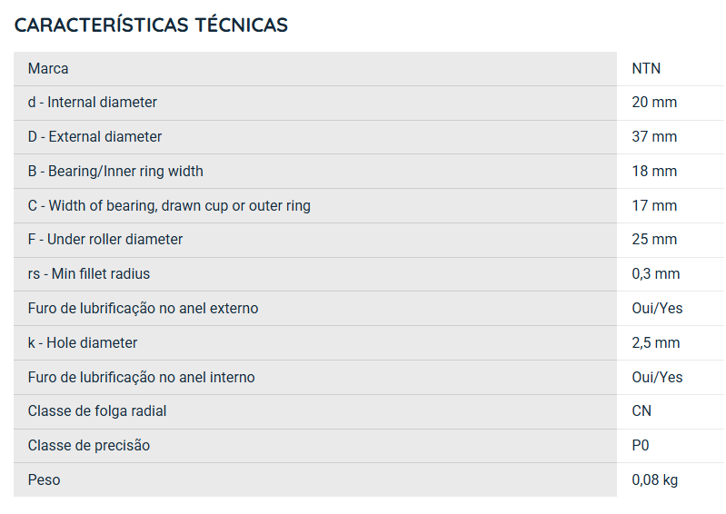 NA4904LL/3AS NTN ROLAMENTO DE AGULHAS INDUSTRIAL 20X37X17(MM)