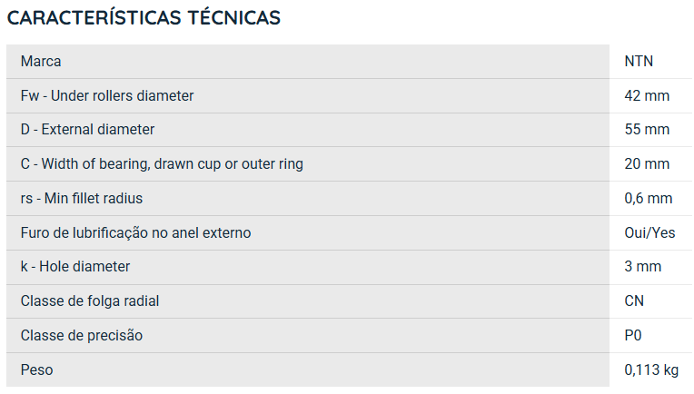 RNA4907LL NTN ROLAMENTO DE AGULHAS INDUSTRIAL 42X55X20(MM) — imagem 2