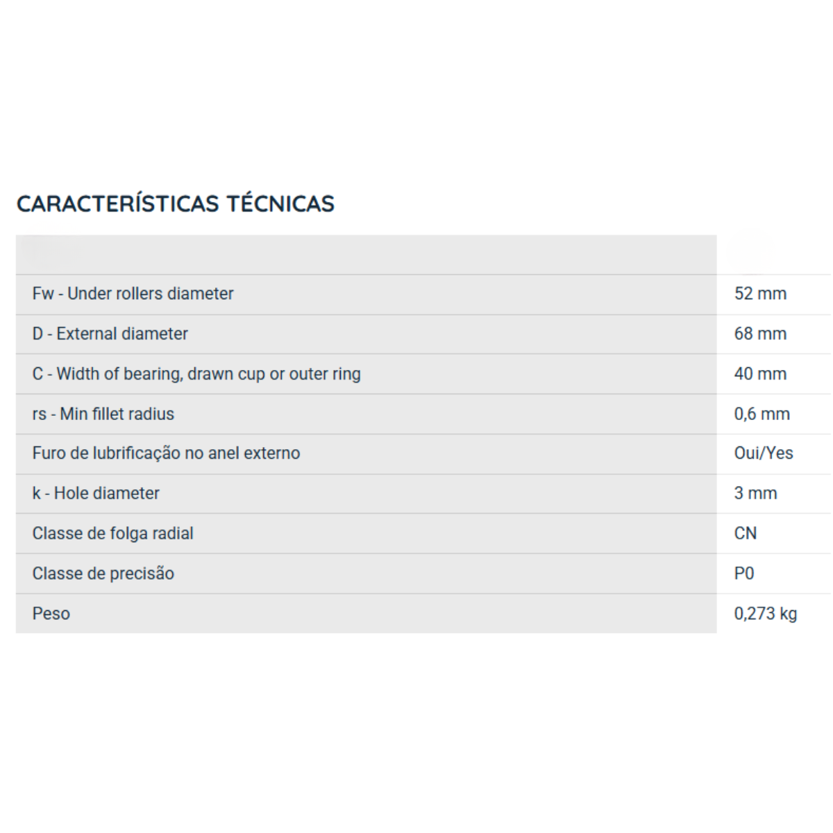 RNA6909R NTN ROLAMENTO DE AGULHAS INDUSTRIAL 52X68X40(MM)