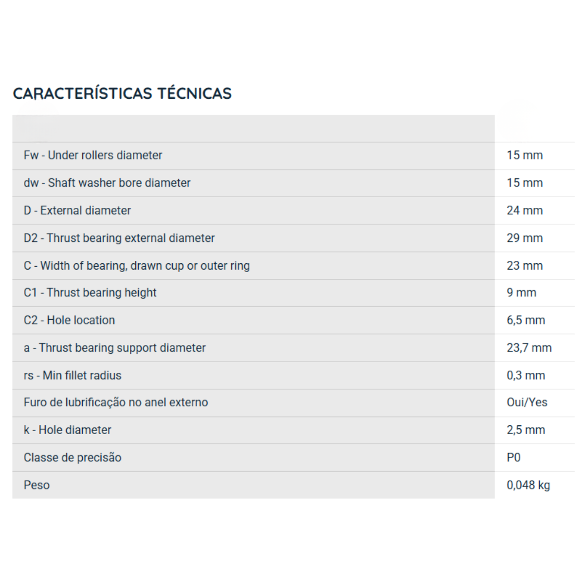 NKX15T2Z NKR ROLAMENTO INDUSTRIAL DE AGULHAS/ESFERAS 15X24X23 — imagem 3
