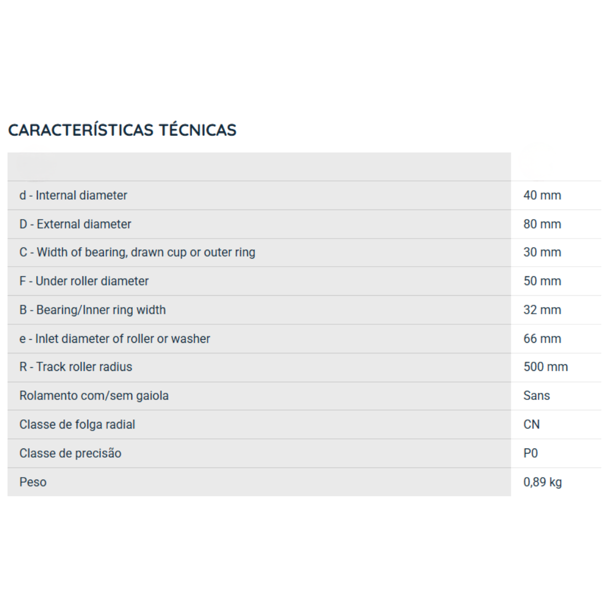 NATV40LL NKR ROLAMENTO INDUSTRIAL ROLO DE COMANDO-LEVA 40X80X32 — imagem 2