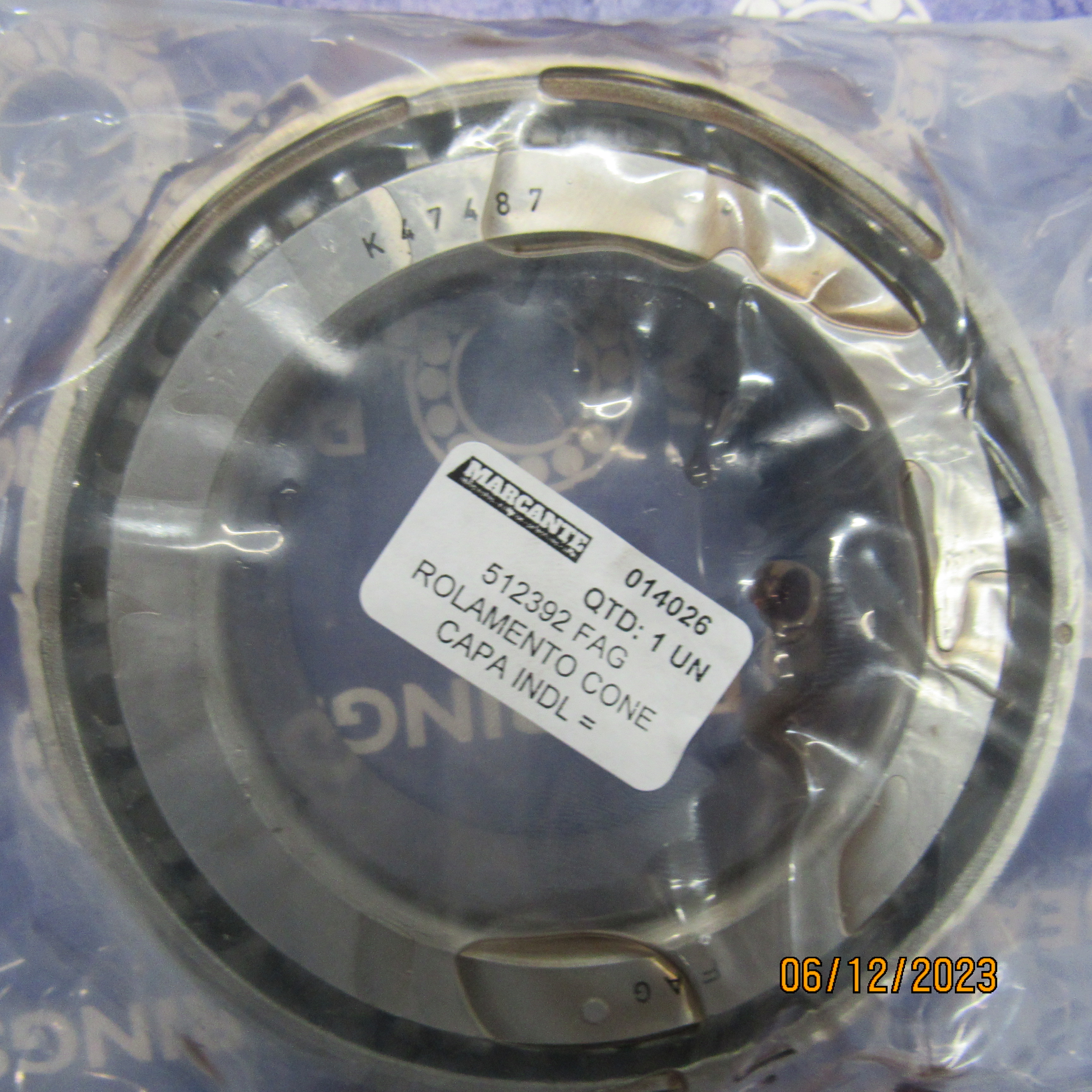 512392 FAG ROLAMENTO CONE CAPA INDL = 47487/420  69.850X120X