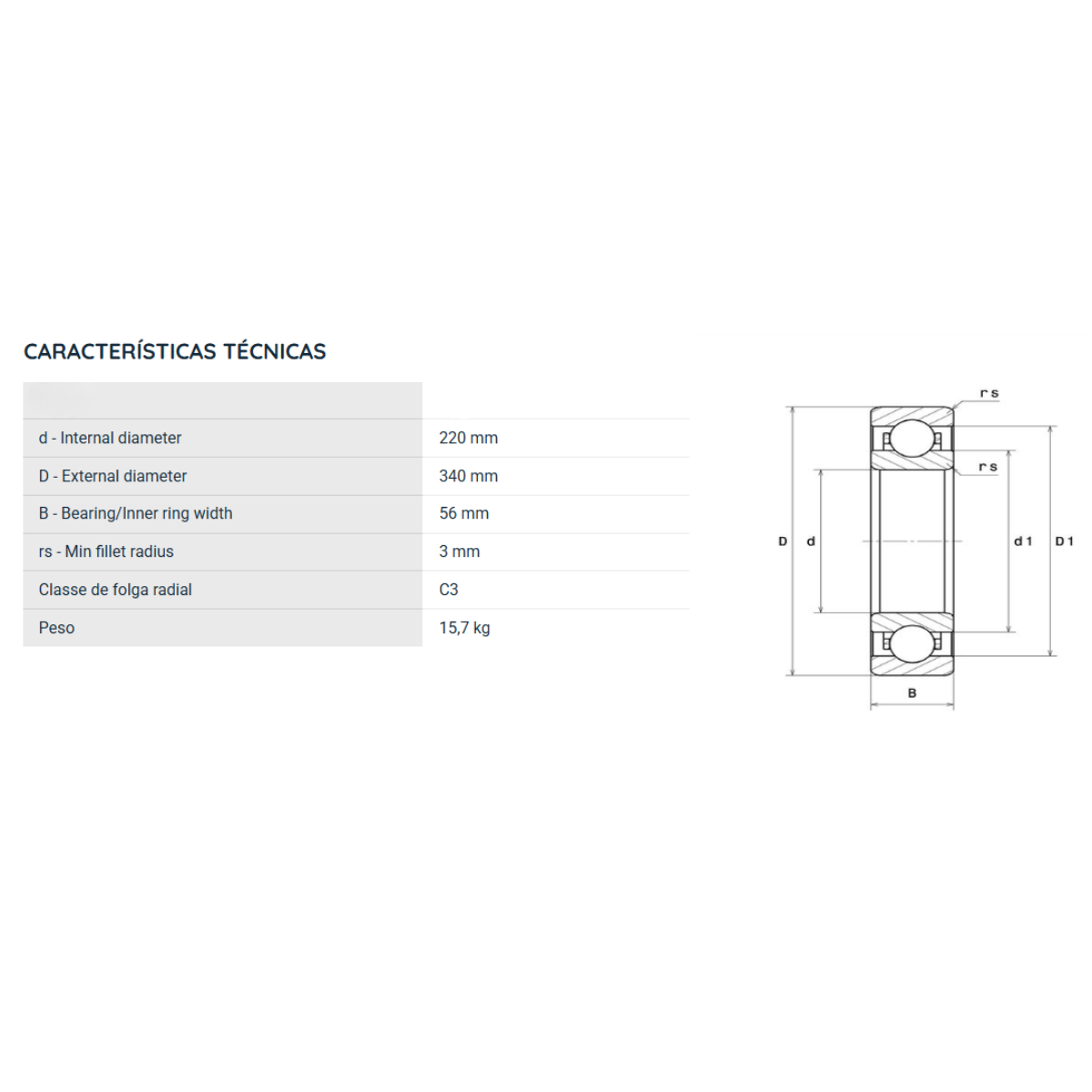 6044L1C3 NTN ROLAMENTO INDUSTRIAL FIXO ESFERAS 220X340X56(MM)