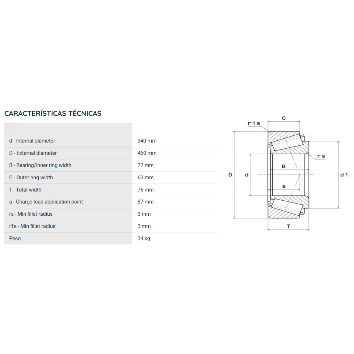 32968 DBA ROLAMENTO CONE E CAPA 340X460X72MM