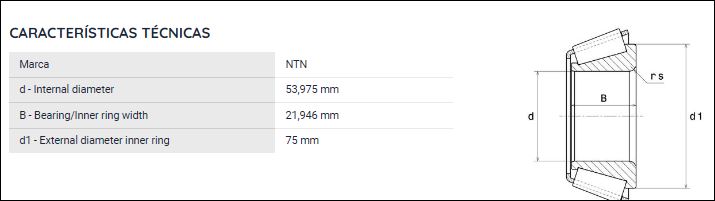 4T-389A NTN ROLAMENTO CONE MONTADO EM GAIOLA DE ACO 53,975X