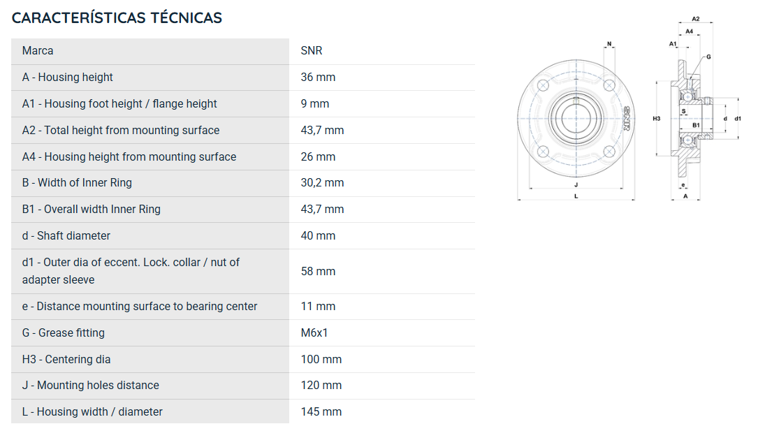 ESFC208 SNR CONJUNTO INDUSTRIAL DE MANCAL E ROLAMENTO