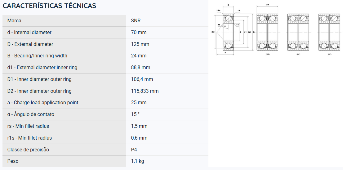 7214CG/GLP4 NTN ROLAMENTO ESFERAS CONTATO ANGULAR 70X125X24(MM)