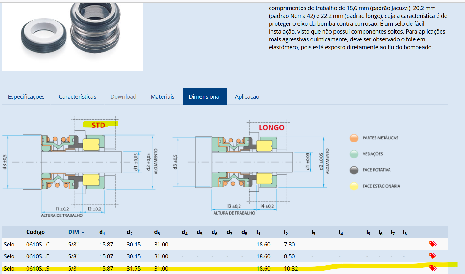 SELO MECANICO 5/8T06VS SB  VITON/SIC/304/SIC