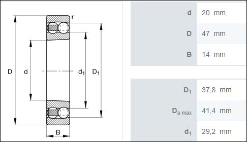 1204KTVC3 FAG ROLAMENTO INDUSTRIAL AUTOCOMP ESFERAS 20X47X14(MM) — imagem 2