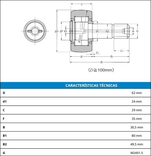 NUKR62/3AS NTN ROLAMENTO ROLO DE LEVA 62MM
