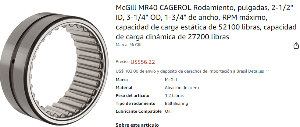 MR40 TMK ROLAMENTO 2 1/2X3 1/4X1 3/4