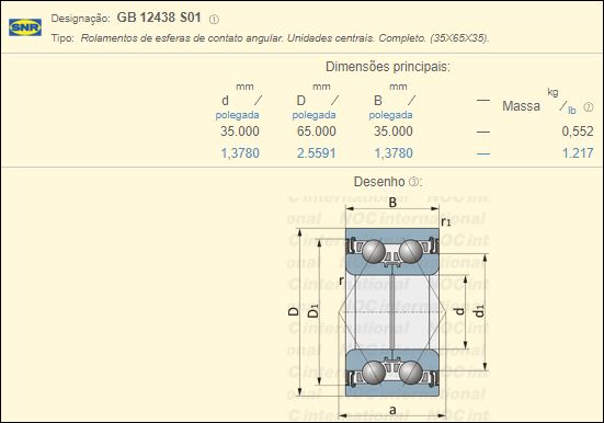 GB12438S01 SNR ROLAMENTO DE ESFERAS 35X65X35