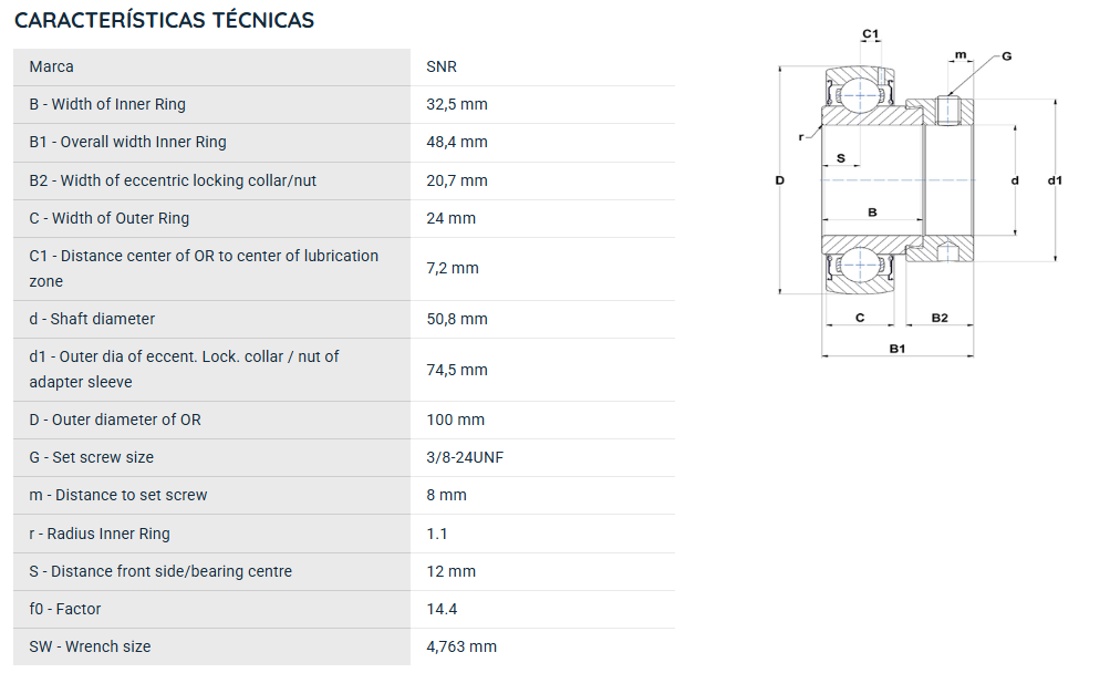 ES21132G2 SNR ROLAMENTO FIXO ESFERAS 50,8X100X48,4 =GRA200NPPB